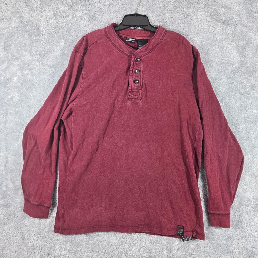 Harley-Davidson Mens XL Henley Long Sleeve Shirt Burgundy Graphic Motorcylces
